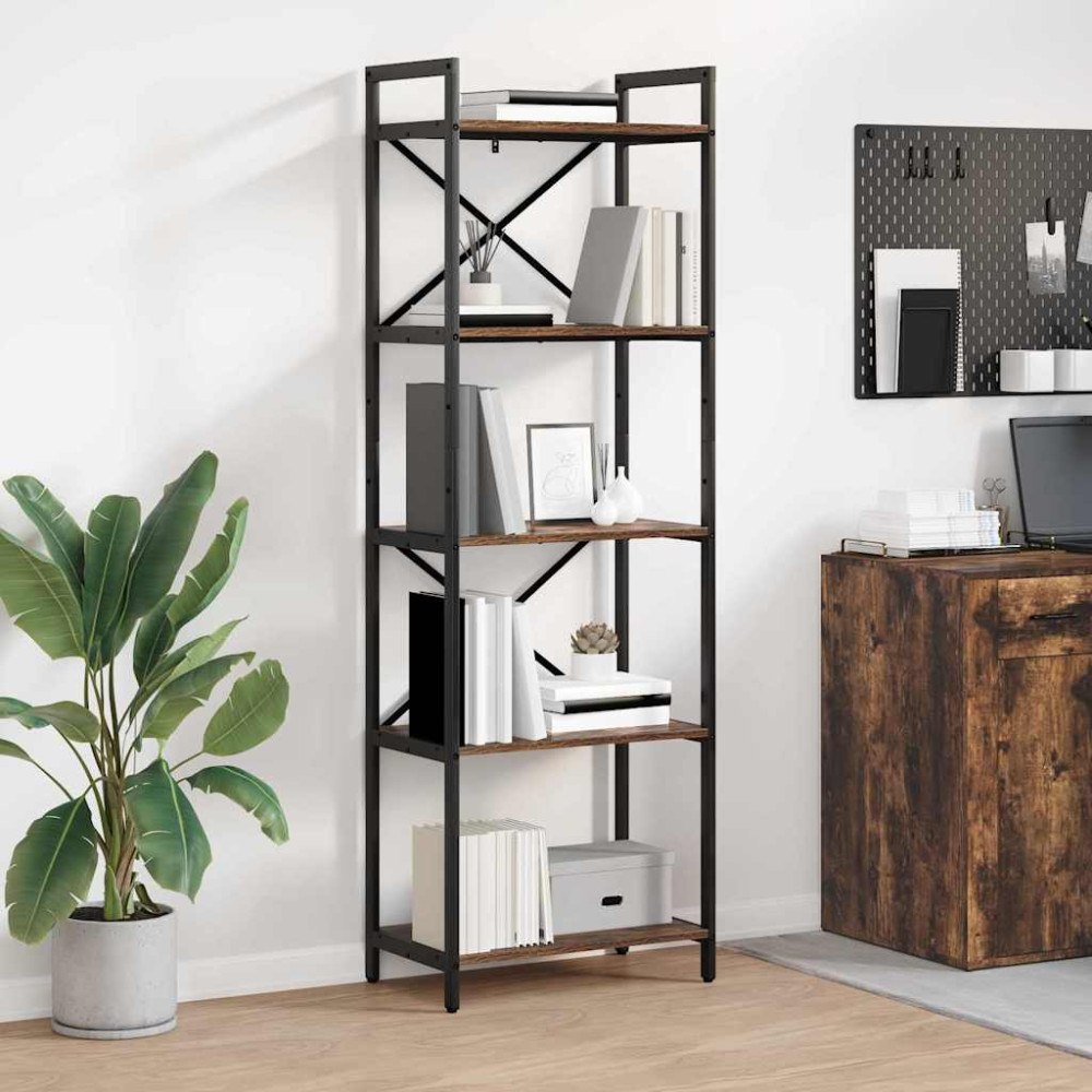 Produktbild för Hyllsystem Rökt ek 56 x 34 x 171 cm Konstruerat trä