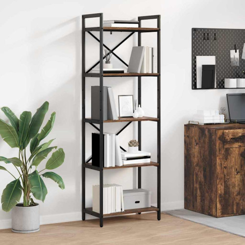 vidaXL Hyllsystem Rökt ek 56 x 34 x 171 cm Konstruerat trä