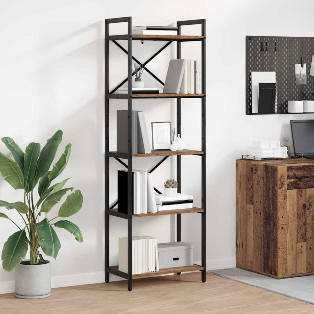 Produktbild för Hyllsystem Gammalt trä 56 x 34 x 171 cm Konstruerat trä