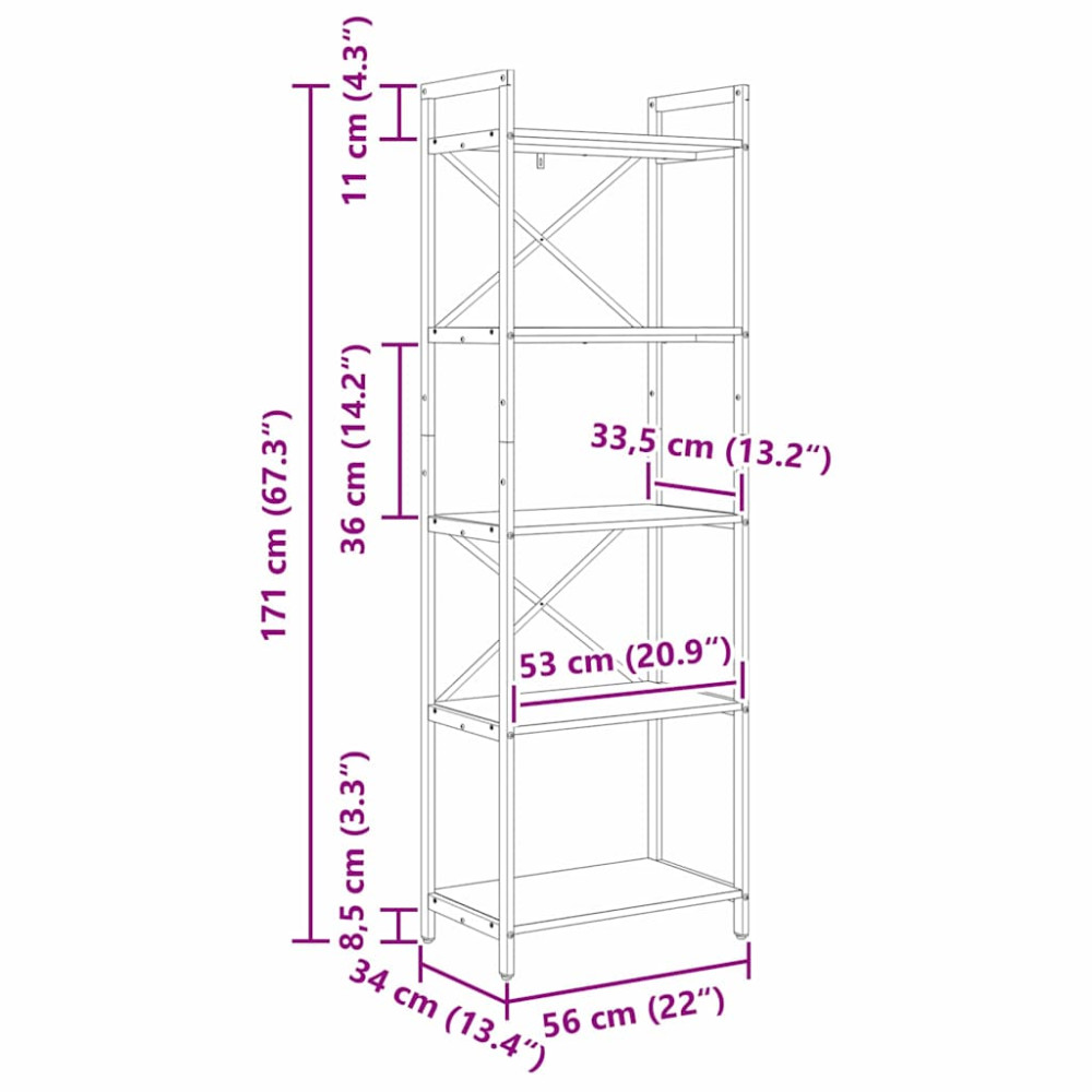 Produktbild för Hyllsystem Artisan Ek 56 x 34 x 171 cm Konstruerat trä