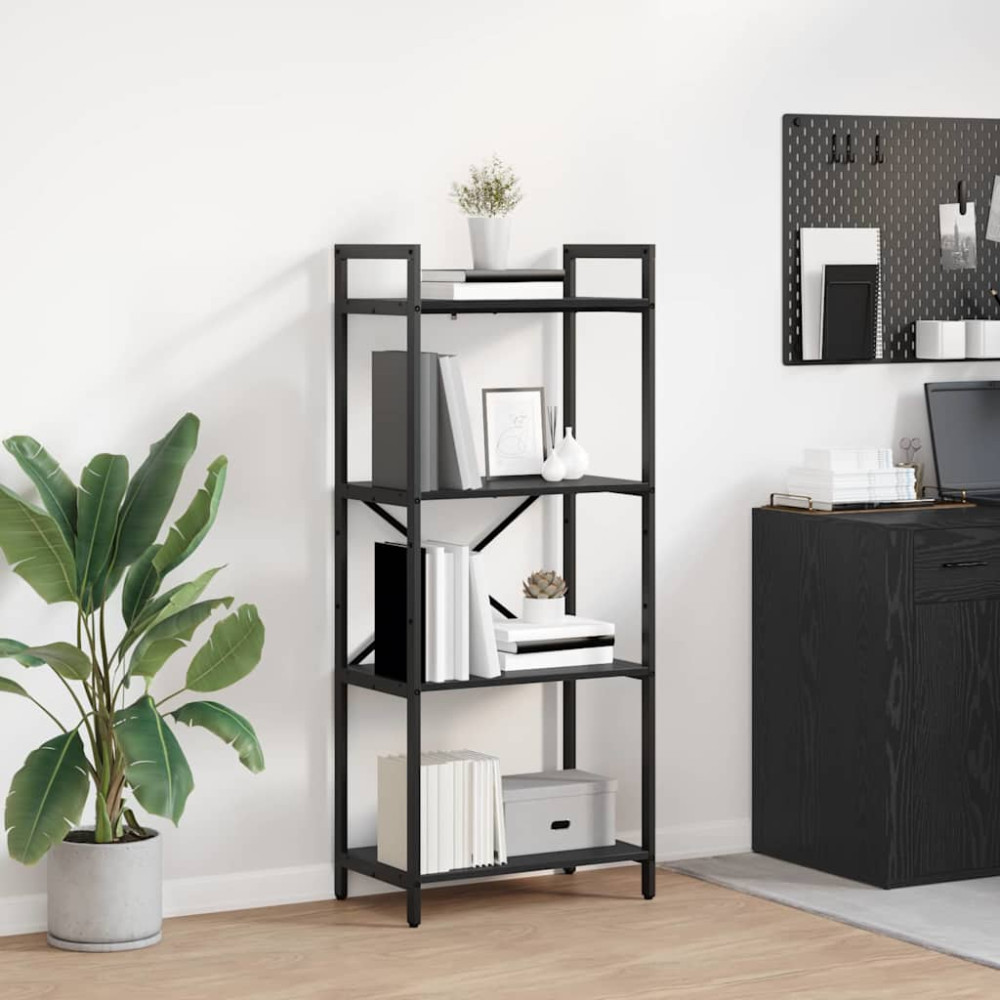 Produktbild för Hyllsystem Svart Ek 56 x 34 x 133,5 cm Konstruerat trä