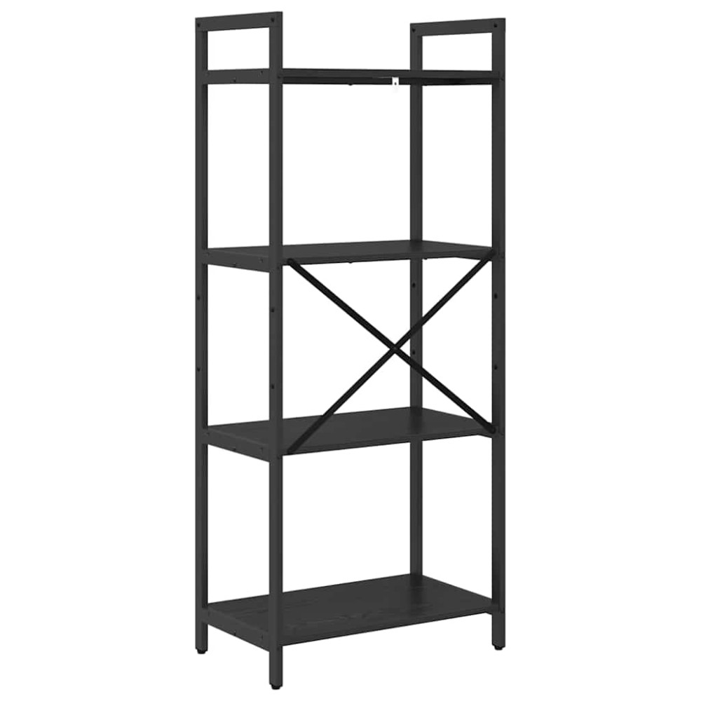 Produktbild för Hyllsystem Svart Ek 56 x 34 x 133,5 cm Konstruerat trä