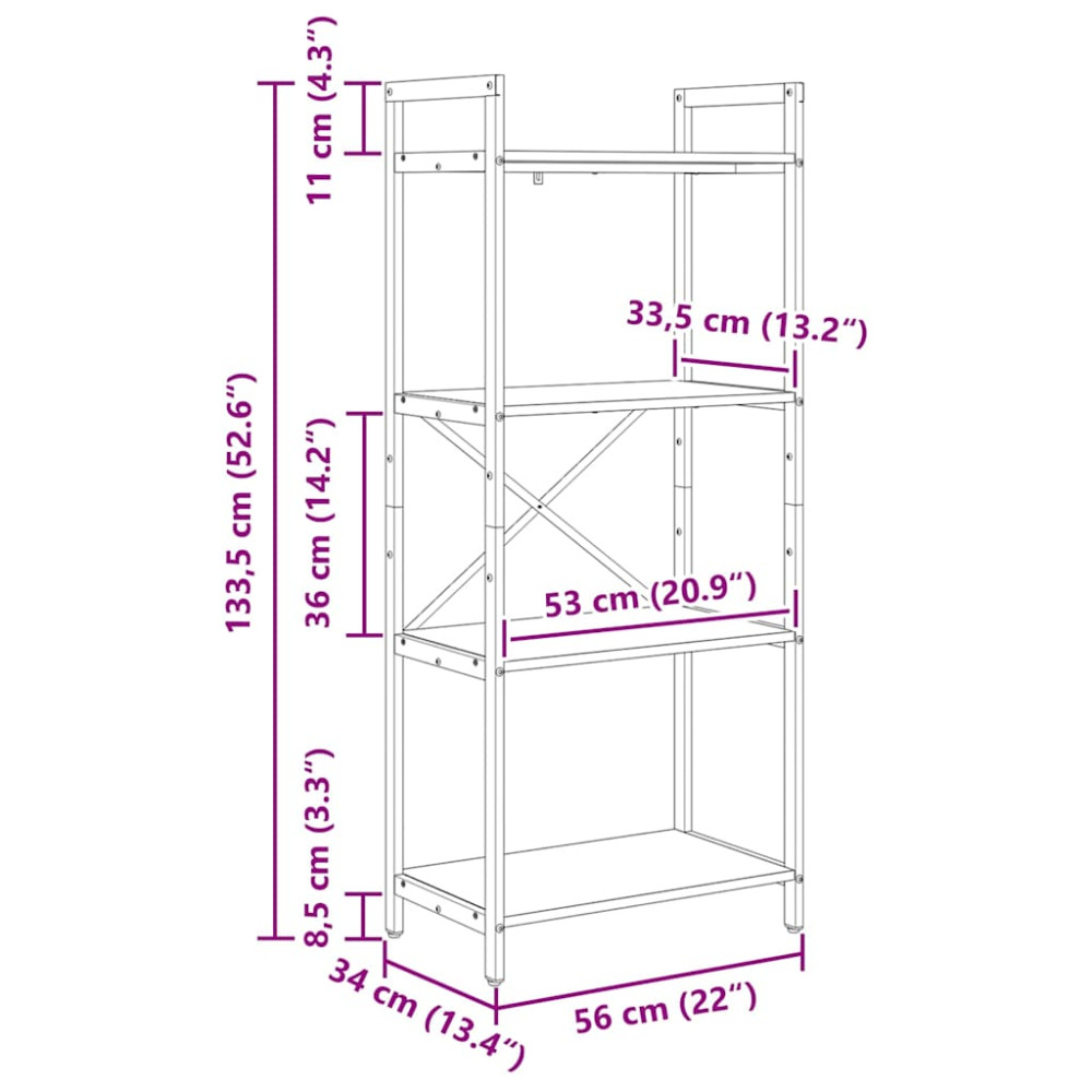 Produktbild för Hyllsystem Artisan Ek 56 x 34 x 133,5 cm Konstruerat trä