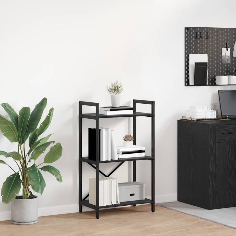 Produktbild för Hyllsystem Svart Ek 56 x 34 x 96 cm Konstruerat trä