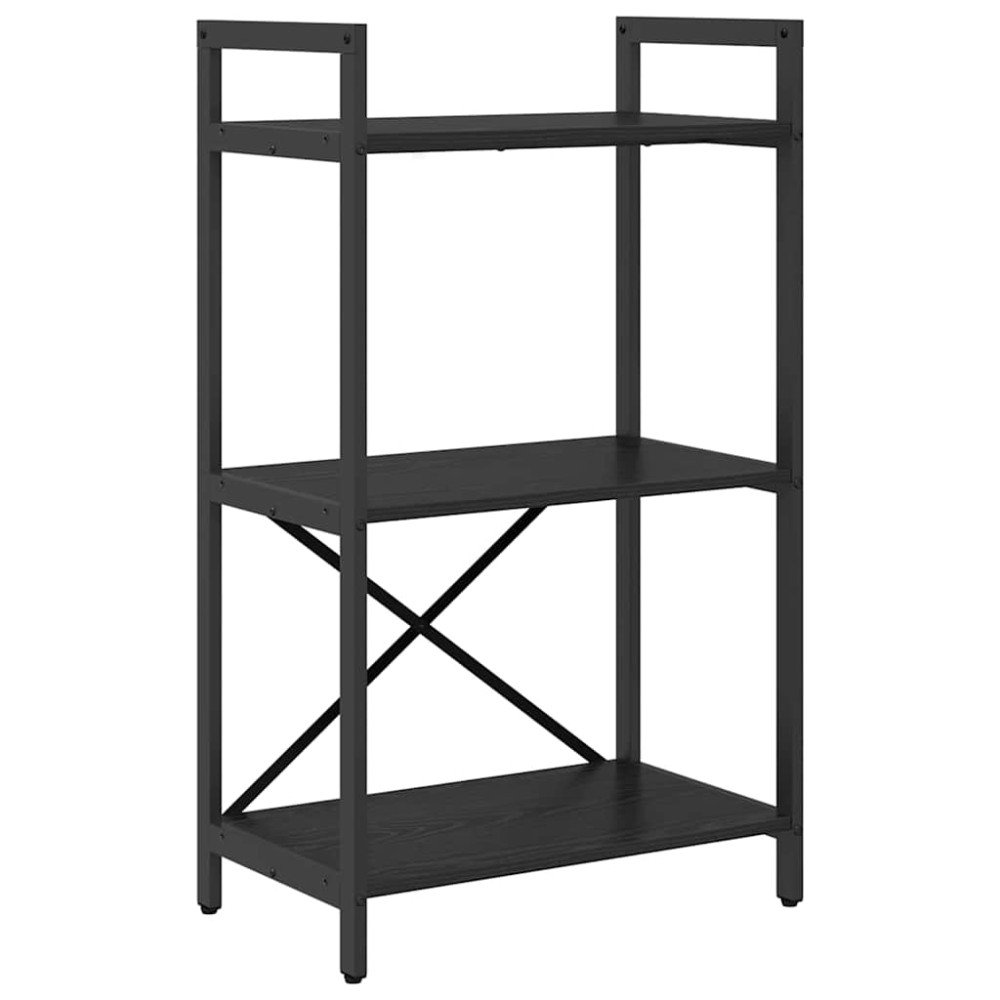 Produktbild för Hyllsystem Svart Ek 56 x 34 x 96 cm Konstruerat trä