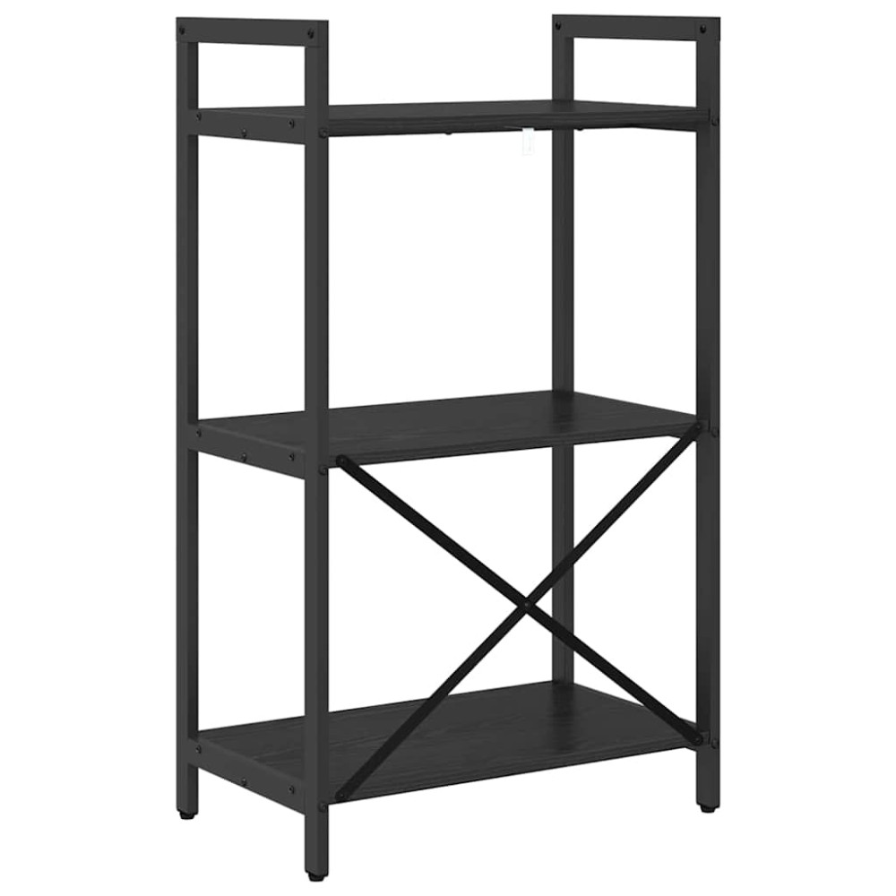 Produktbild för Hyllsystem Svart Ek 56 x 34 x 96 cm Konstruerat trä