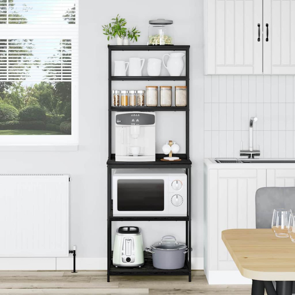 Produktbild för Köks hylla Svart Ek 60 x 40 x 168 cm Konstruerat trä