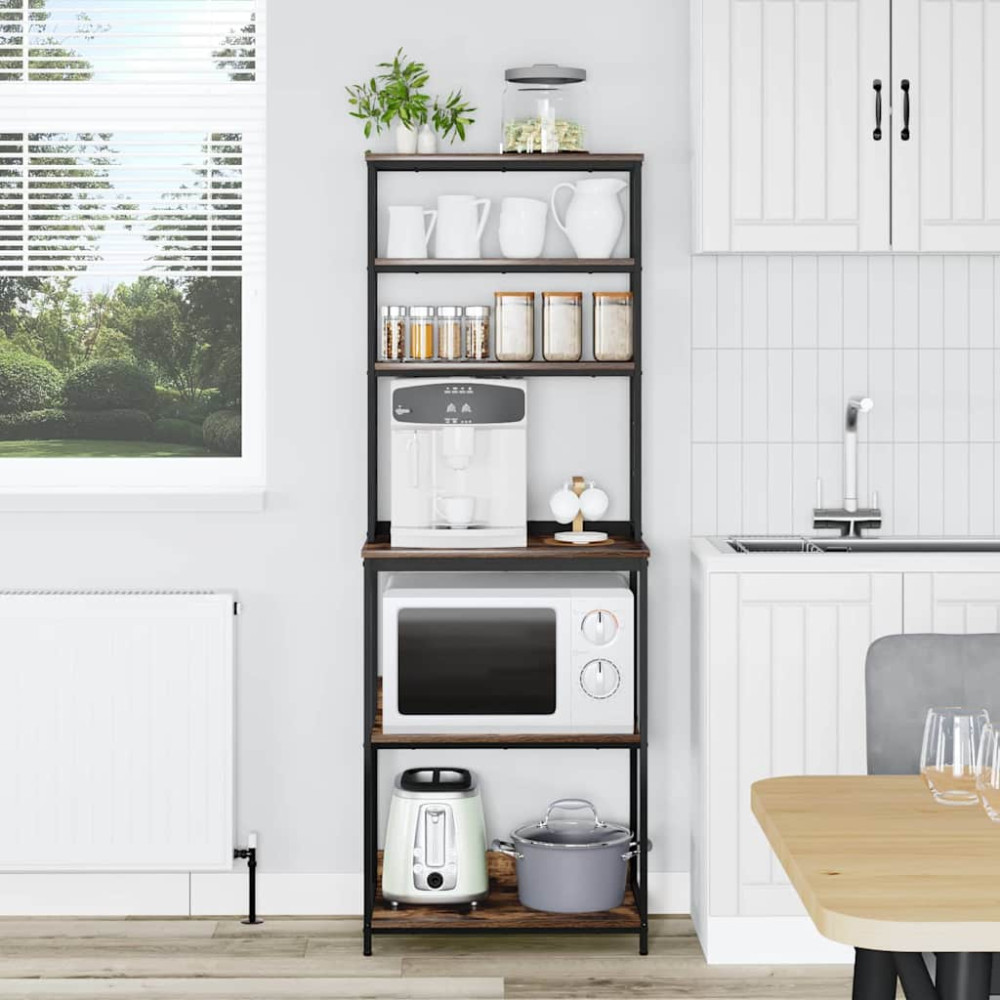 Produktbild för Köks hylla Rökt ek 60 x 40 x 168 cm Konstruerat trä