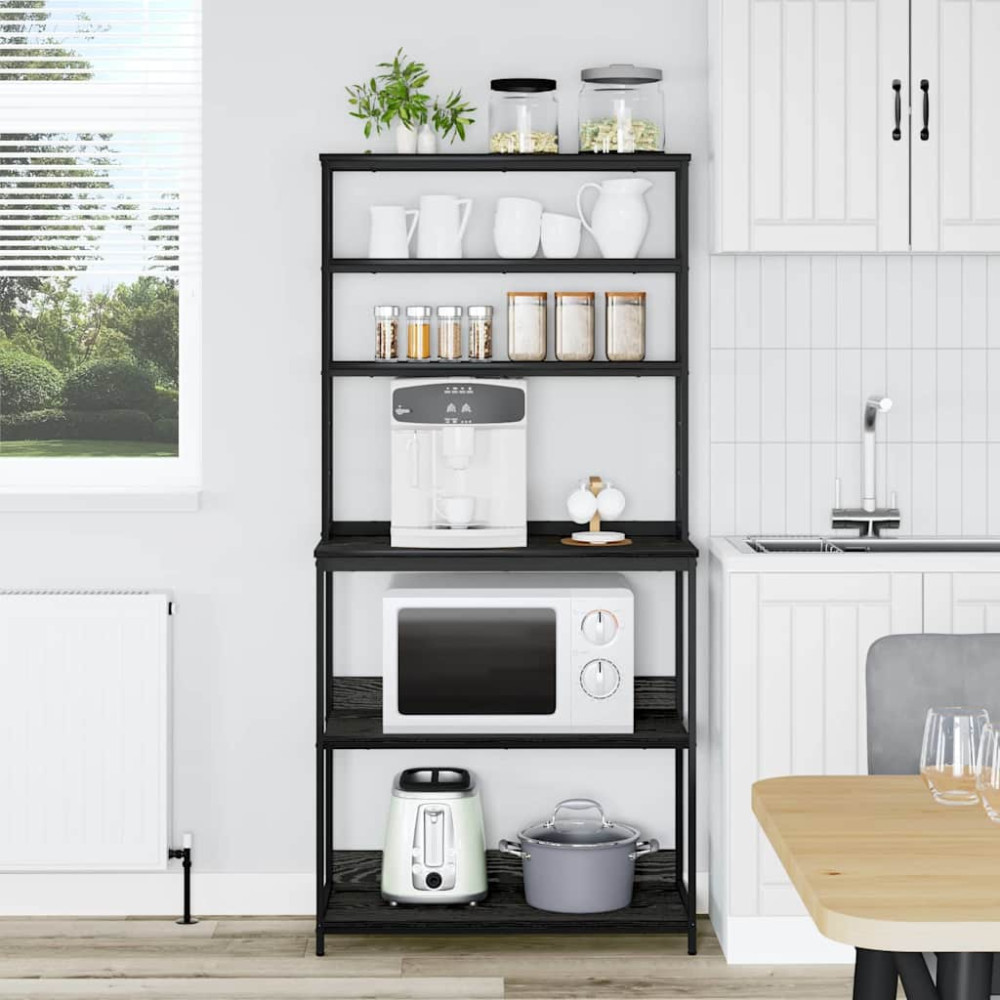 Produktbild för Köks hylla Svart Ek 80 x 40 x 168 cm Konstruerat trä