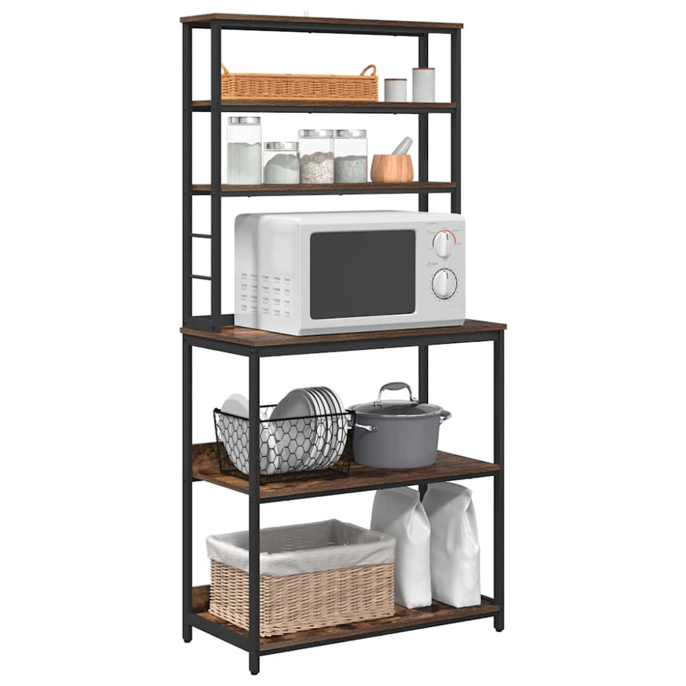 Produktbild för Köks hylla Rökt ek 80 x 40 x 168 cm Konstruerat trä