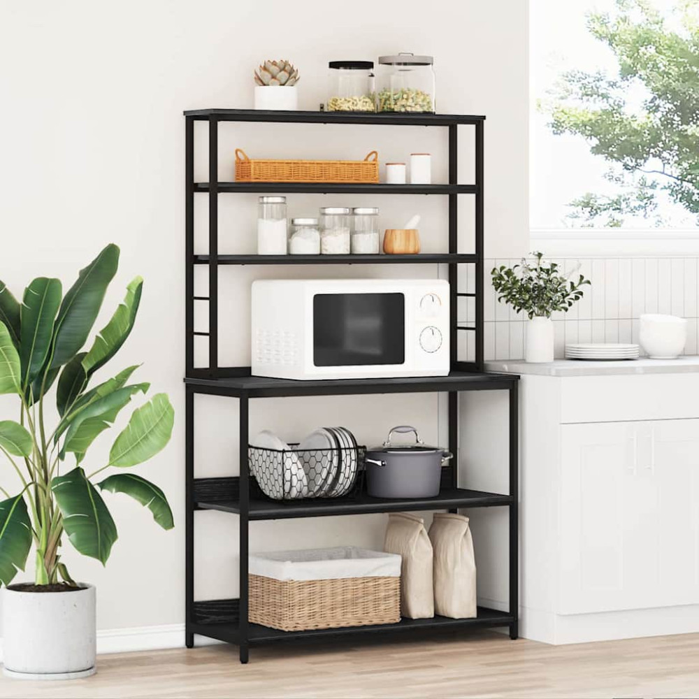 Produktbild för Köks hylla Svart Ek 100 x 40 x 168 cm Konstruerat trä