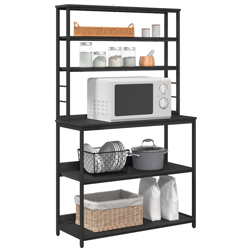 Produktbild för Köks hylla Svart Ek 100 x 40 x 168 cm Konstruerat trä