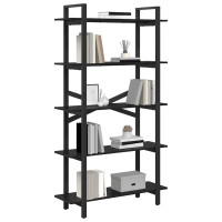 Produktbild för Hyllsystem Svart Ek 100 x 33,5 x 178 cm Konstruerat trä