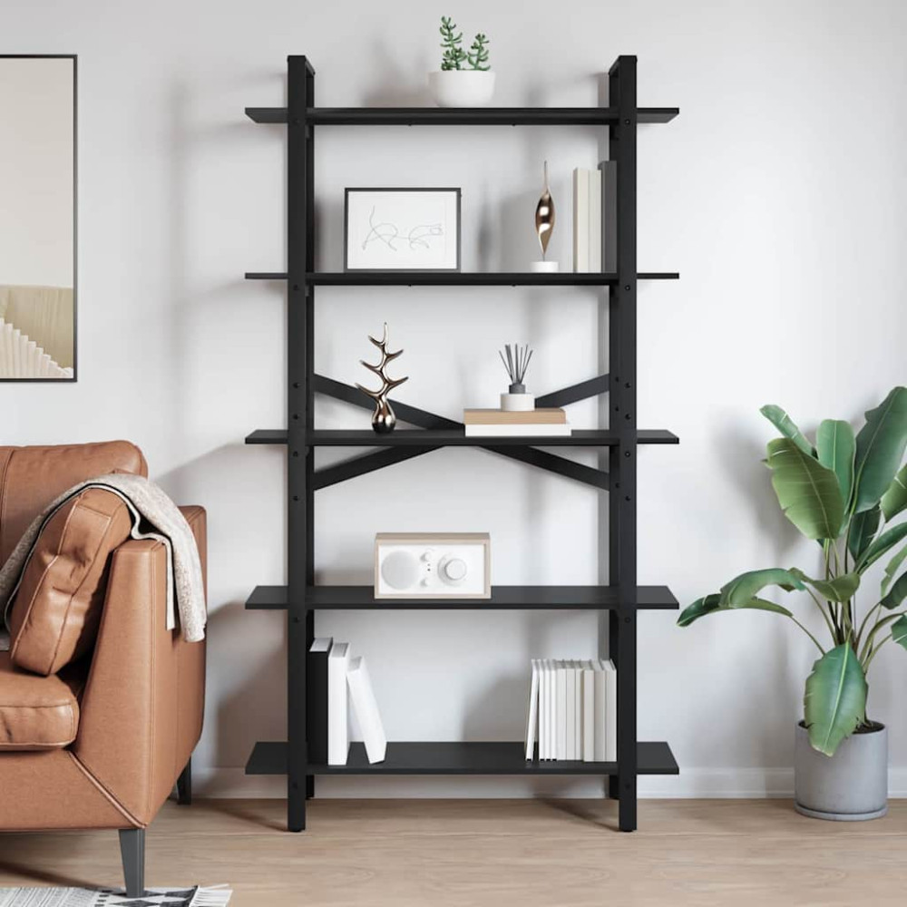 Produktbild för Hyllsystem Svart Ek 100 x 33,5 x 178 cm Konstruerat trä