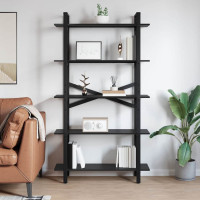 Produktbild för Hyllsystem Svart Ek 100 x 33,5 x 178 cm Konstruerat trä