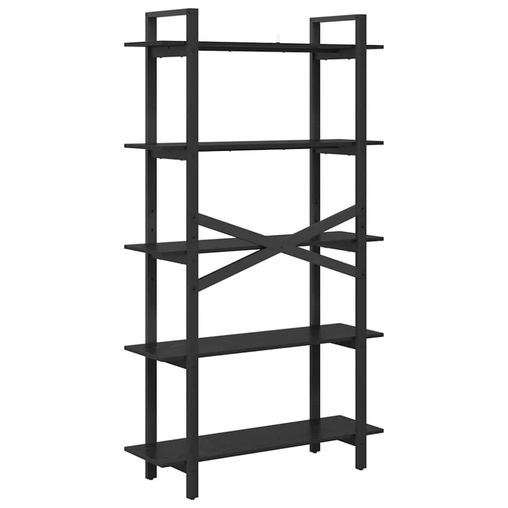 Produktbild för Hyllsystem Svart Ek 100 x 33,5 x 178 cm Konstruerat trä