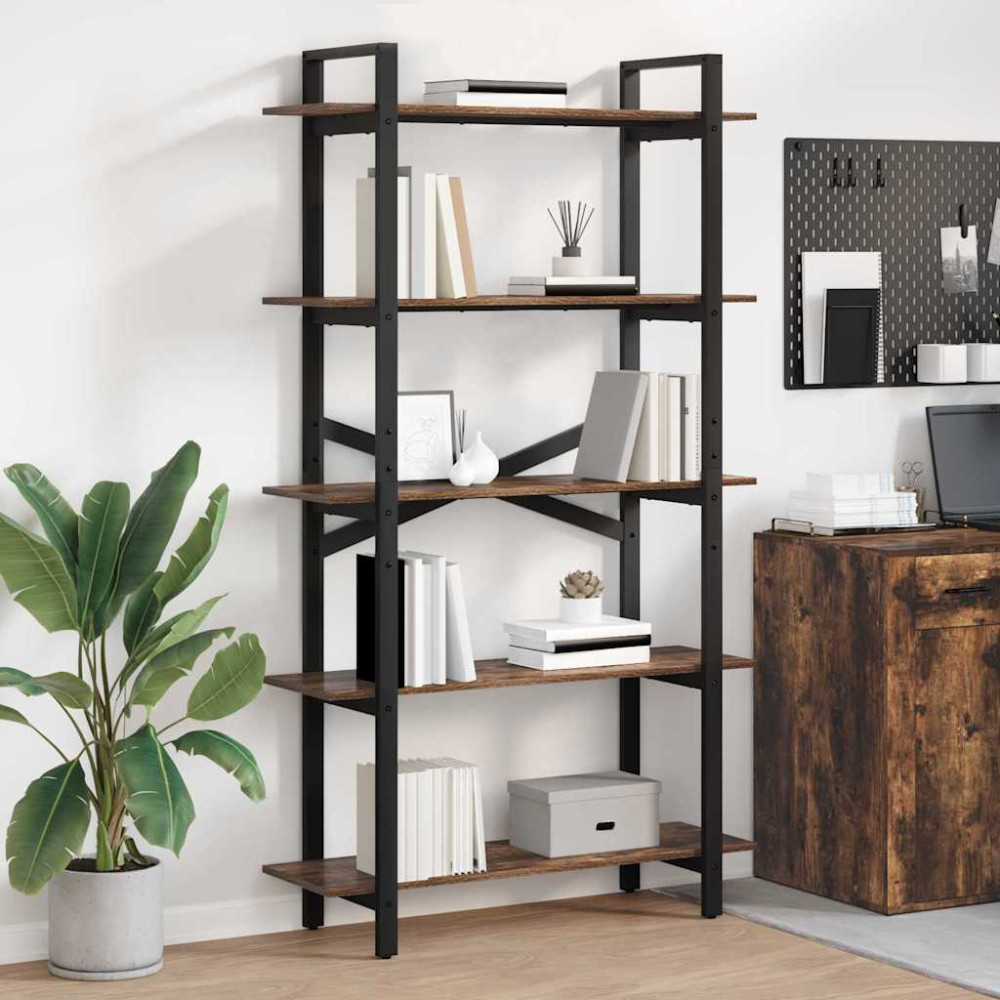Produktbild för Hyllsystem Rökt ek 100 x 33,5 x 178 cm Konstruerat trä