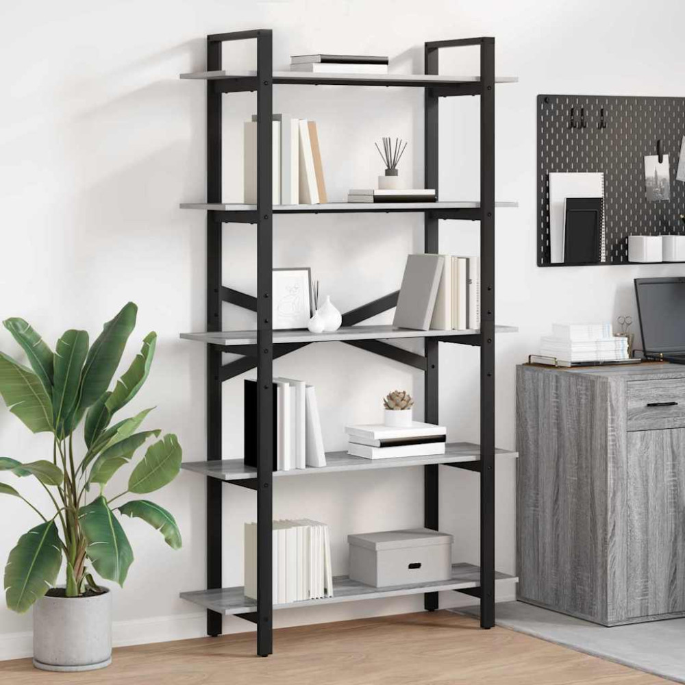 Produktbild för Hyllsystem Grå Sonoma 100 x 33,5 x 178 cm Konstruerat trä