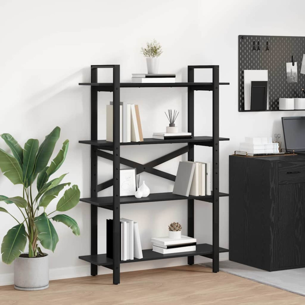 Produktbild för Hyllsystem Svart Ek 100 x 33,5 x 140 cm Konstruerat trä