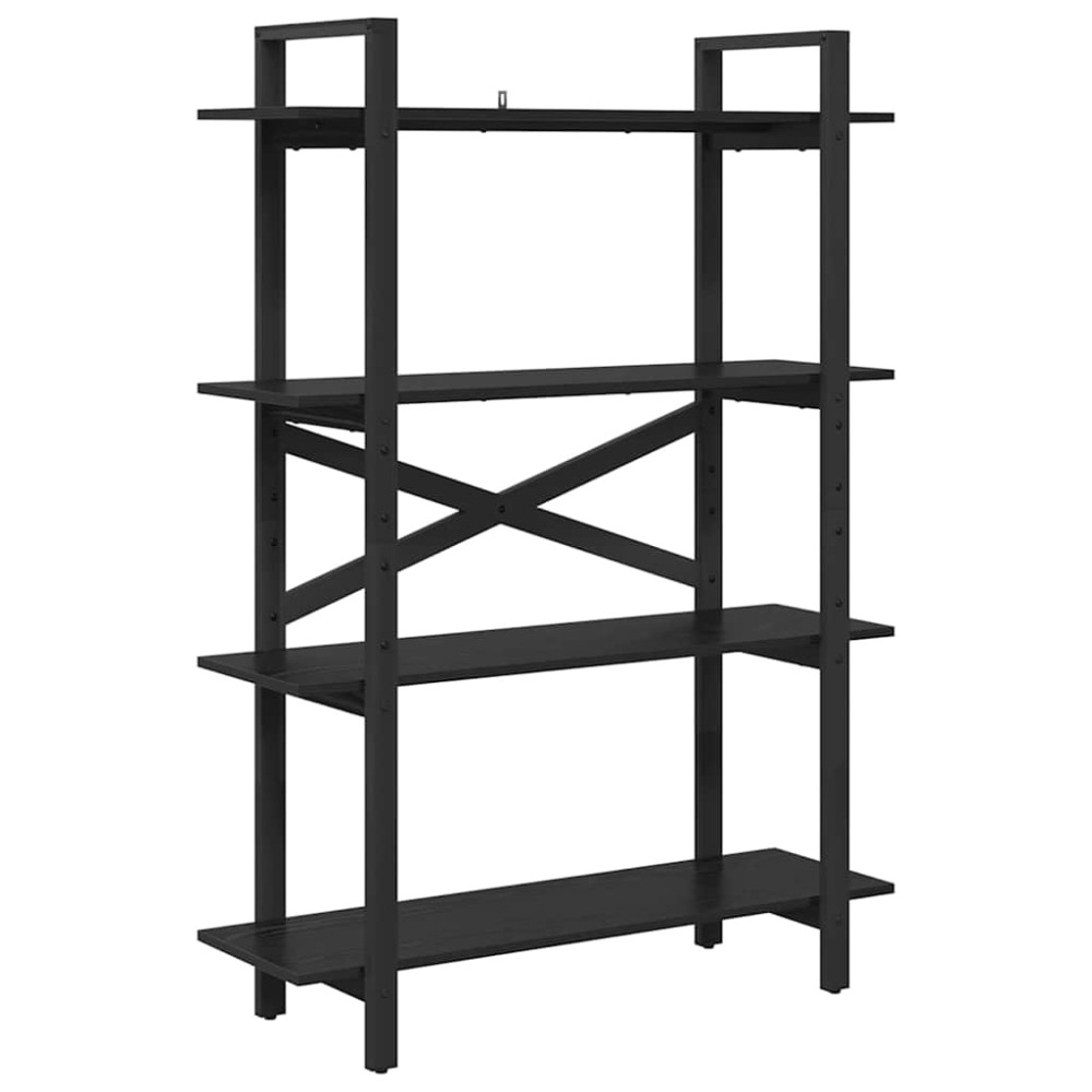 Produktbild för Hyllsystem Svart Ek 100 x 33,5 x 140 cm Konstruerat trä