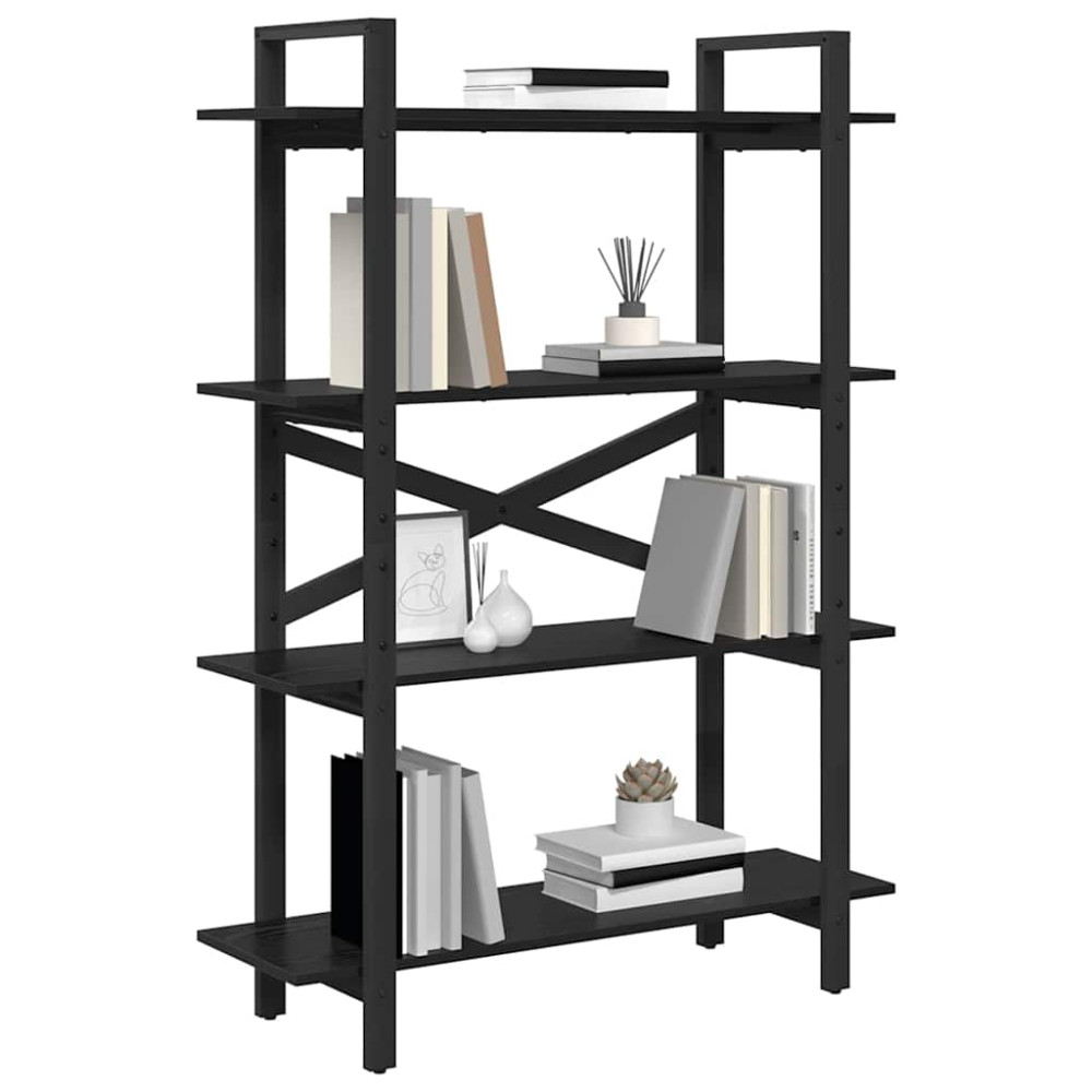 Produktbild för Hyllsystem Svart Ek 100 x 33,5 x 140 cm Konstruerat trä