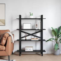 Produktbild för Hyllsystem Svart Ek 100 x 33,5 x 140 cm Konstruerat trä