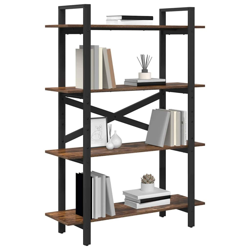 Produktbild för Hyllsystem Rökt ek 100 x 33,5 x 140 cm Konstruerat trä