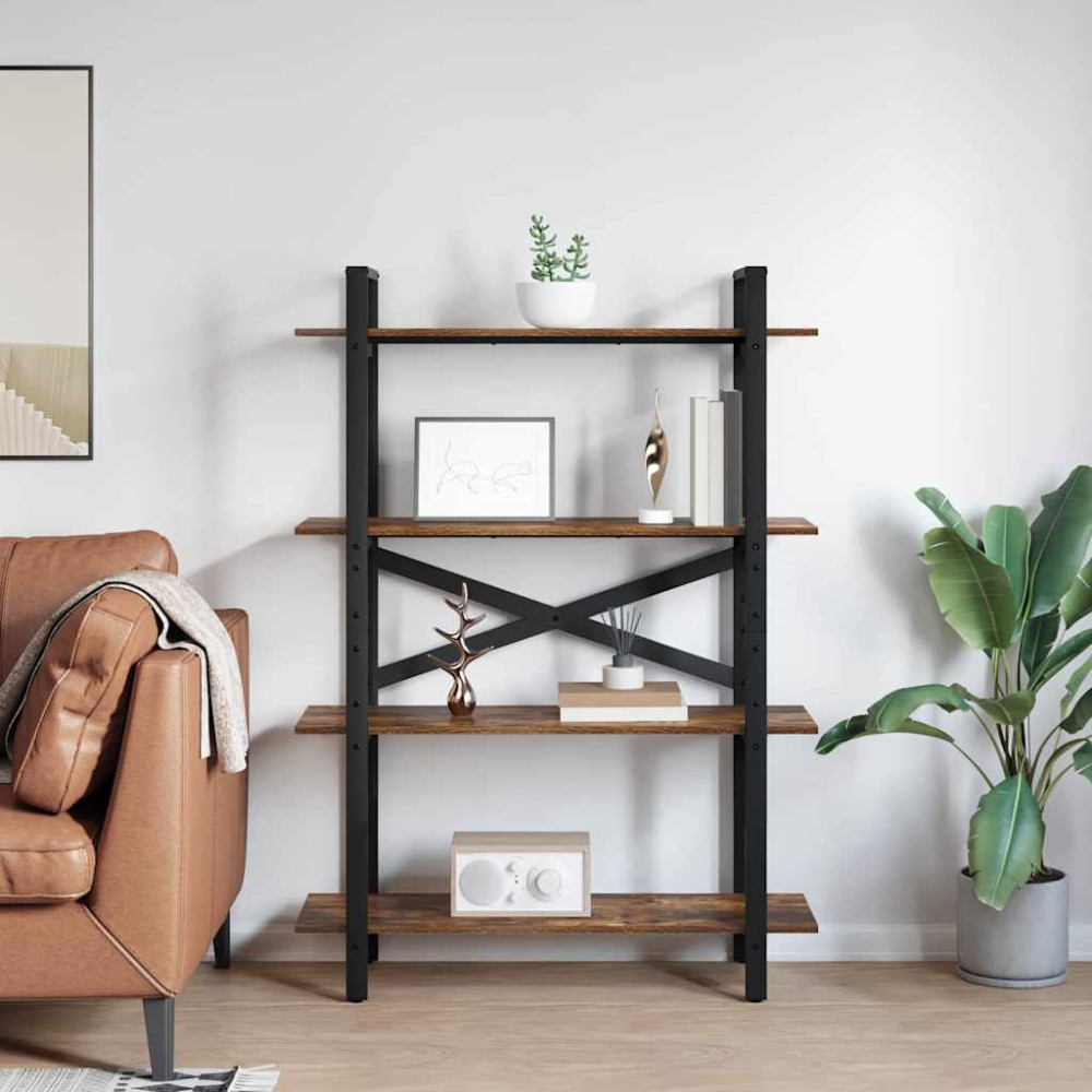 Produktbild för Hyllsystem Rökt ek 100 x 33,5 x 140 cm Konstruerat trä