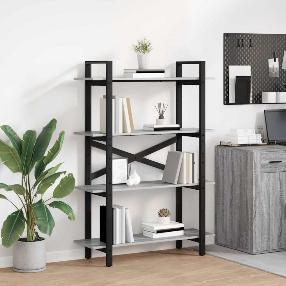 Produktbild för Hyllsystem Grå Sonoma 100 x 33,5 x 140 cm Konstruerat trä
