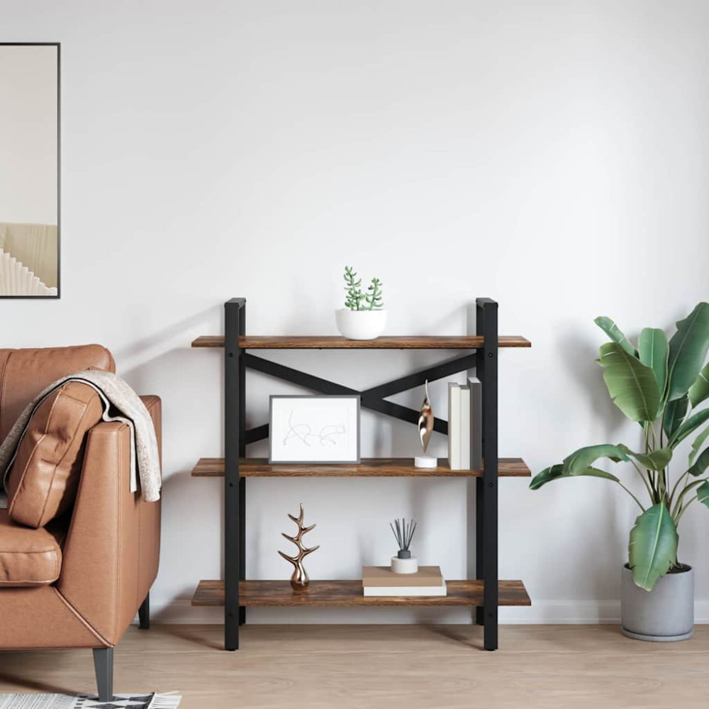 Produktbild för Hyllsystem Rökt ek 100 x 33,5 x 102 cm Konstruerat trä
