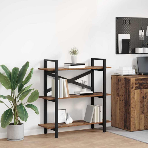 vidaXL Hyllsystem Gammalt trä 100 x 33,5 x 102 cm Konstruerat trä