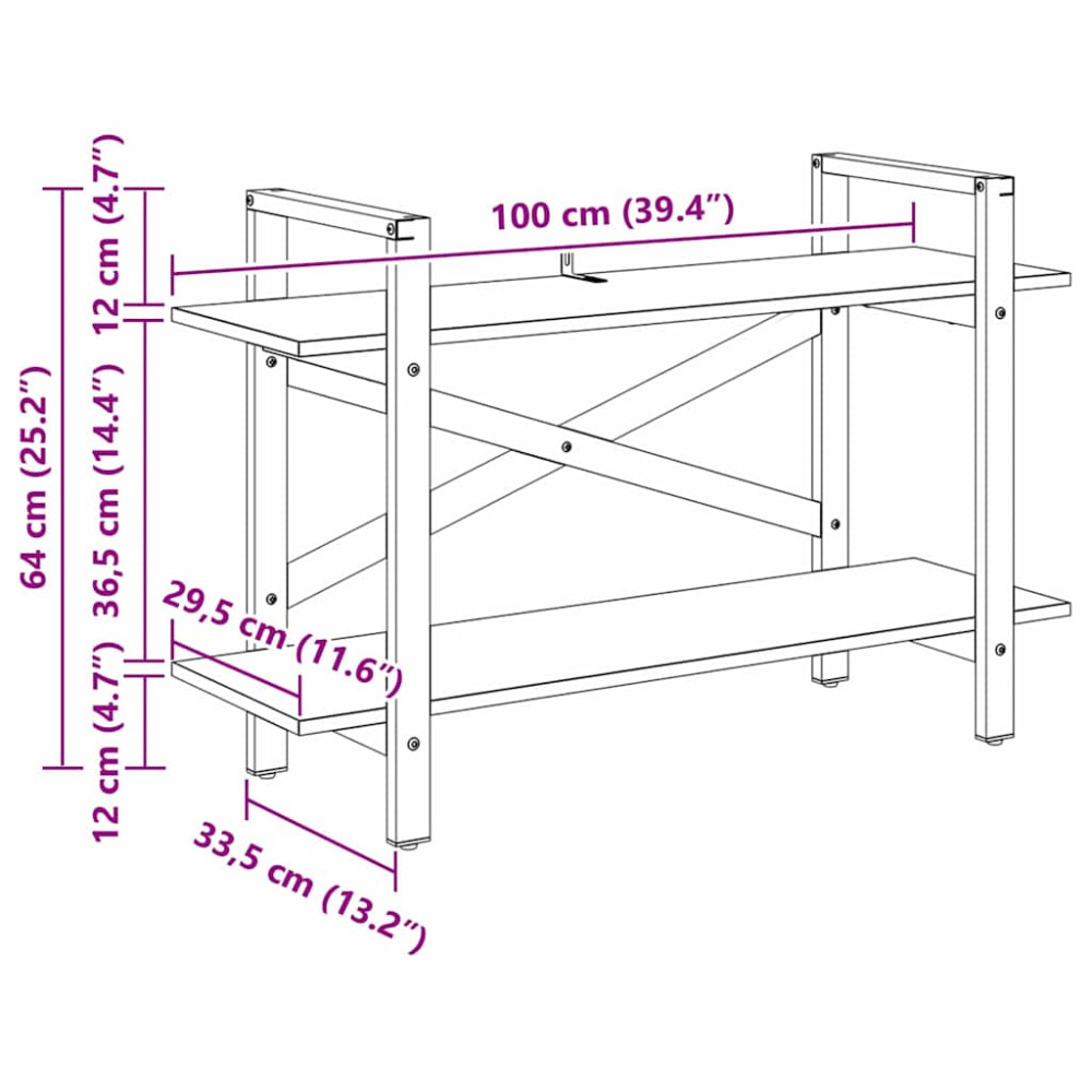 Produktbild för Hyllsystem Grå Sonoma 100 x 33,5 x 64 cm Konstruerat trä
