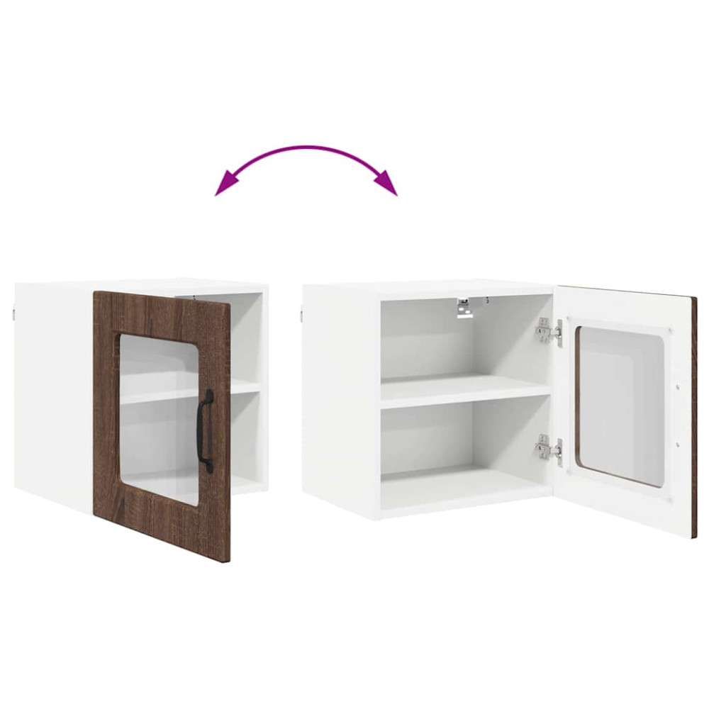 Produktbild för Väggglasförråd PORTO 2 pcs Brun Ek 40 x 31 x 40 cm