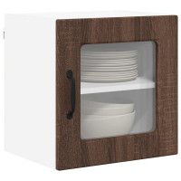 Produktbild för Väggglasförråd PORTO 2 pcs Brun Ek 40 x 31 x 40 cm