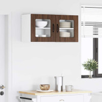 Produktbild för Väggglasförråd PORTO 2 pcs Brun Ek 40 x 31 x 40 cm
