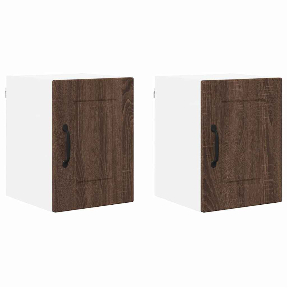 Produktbild för Väggskåp PORTO 2 pcs Brun Ek 30 x 31 x 40 cm Konstruerat trä