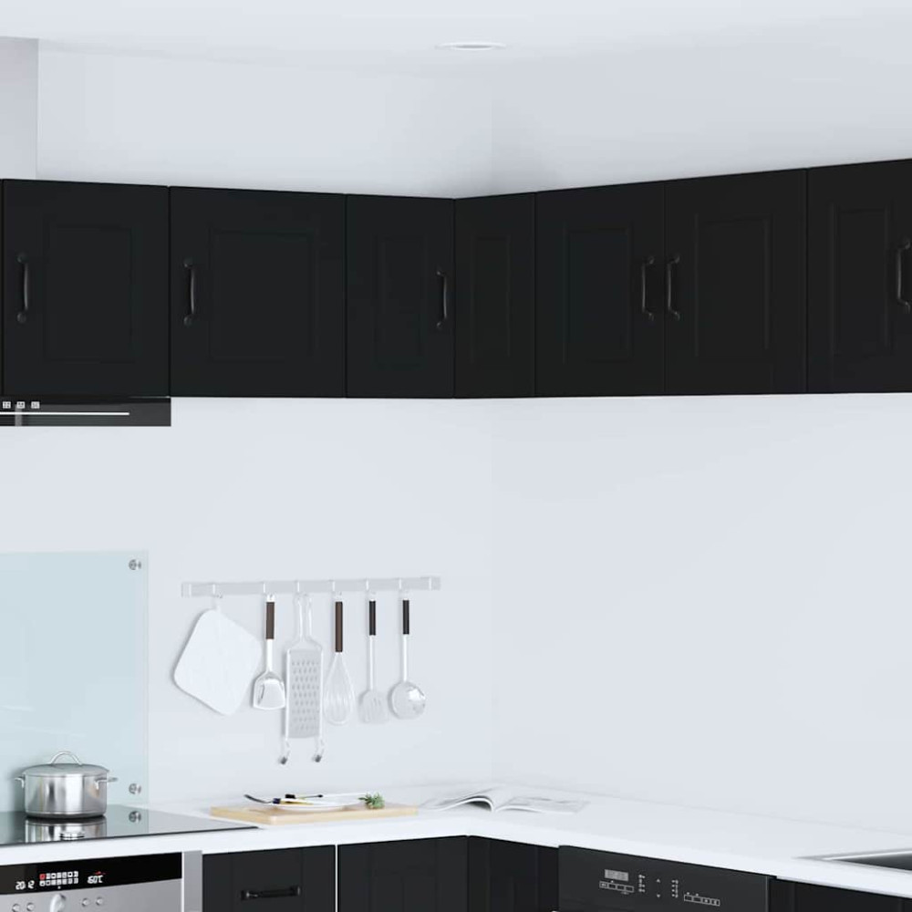 Produktbild för Vägghörnskåp PORTO Svart 57 x 57 x 40 cm Konstruerat trä