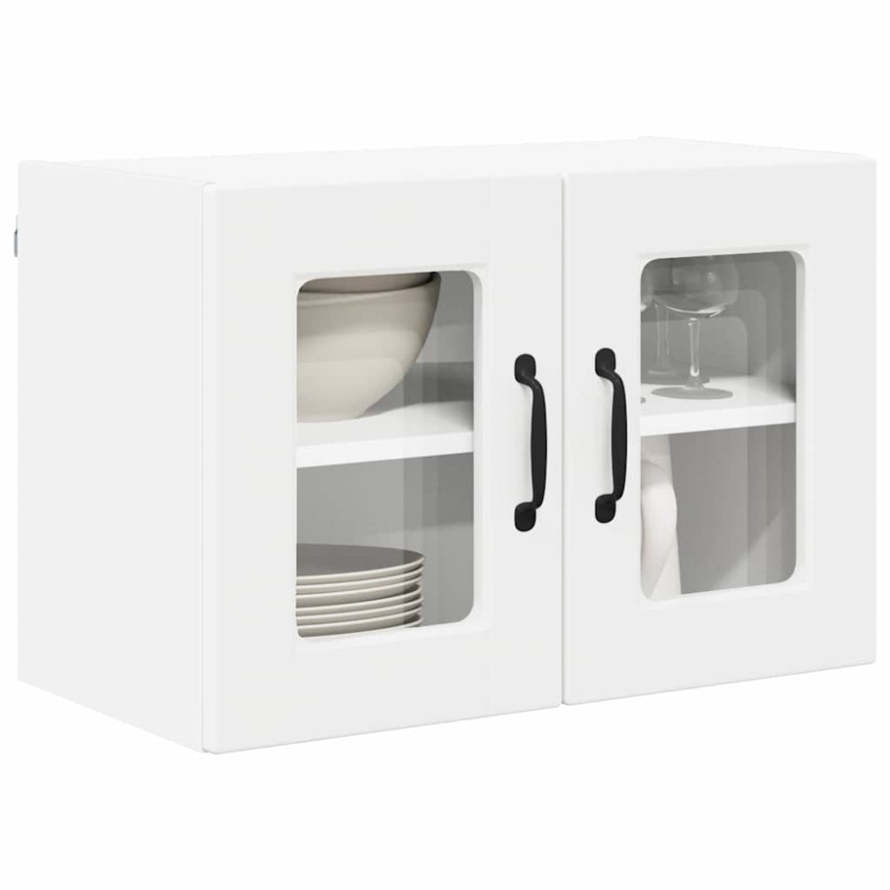 Produktbild för Väggglasförråd PORTO Vit 60 x 31 x 40 cm Konstruerat trä