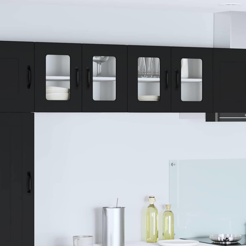 Produktbild för Väggglasförråd PORTO 2 pcs Svart 60 x 31 x 40 cm