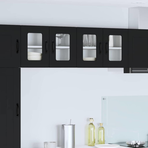 vidaXL Väggglasförråd PORTO 2 pcs Svart 60 x 31 x 40 cm