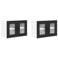Produktbild för Väggglasförråd PORTO 2 pcs Svart 60 x 31 x 40 cm