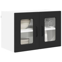 Produktbild för Väggglasförråd PORTO 2 pcs Svart 60 x 31 x 40 cm