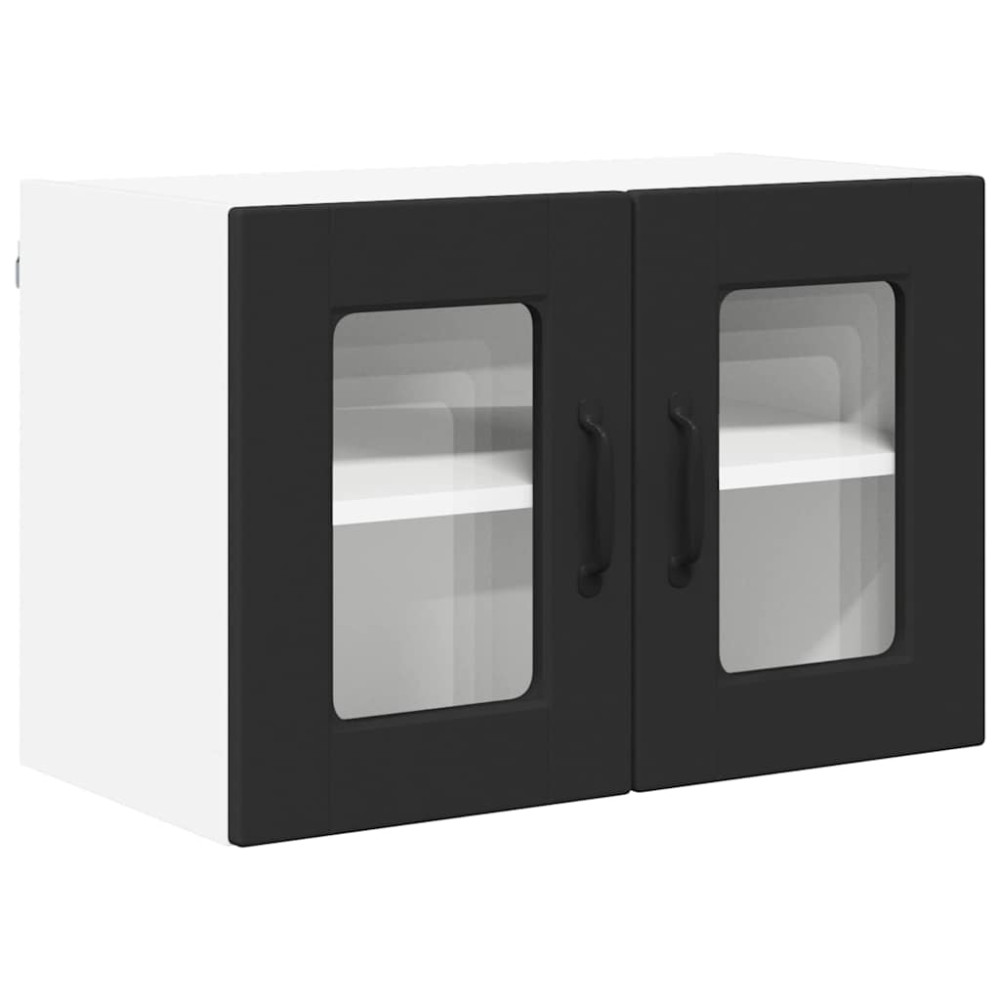 Produktbild för Väggglasförråd PORTO 2 pcs Svart 60 x 31 x 40 cm