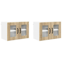 Produktbild för Väggglasförråd PORTO 2 pcs Sonoma-ek 60 x 31 x 40 cm