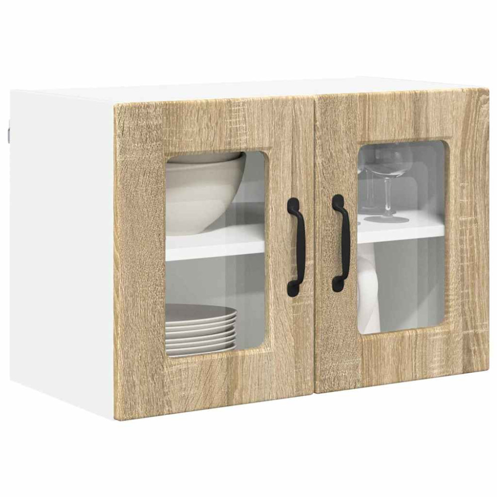Produktbild för Väggglasförråd PORTO 2 pcs Sonoma-ek 60 x 31 x 40 cm