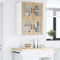 Produktbild för Väggglasförråd PORTO 2 pcs Sonoma-ek 60 x 31 x 40 cm
