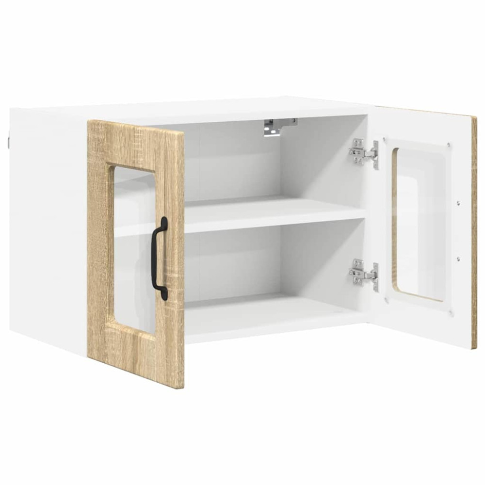 Produktbild för Väggglasförråd PORTO 2 pcs Sonoma-ek 60 x 31 x 40 cm