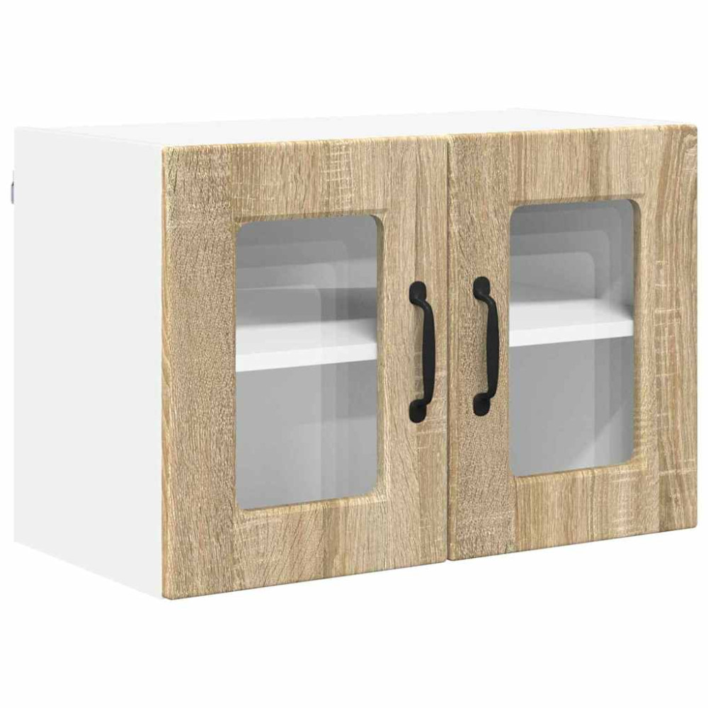 Produktbild för Väggglasförråd PORTO 2 pcs Sonoma-ek 60 x 31 x 40 cm