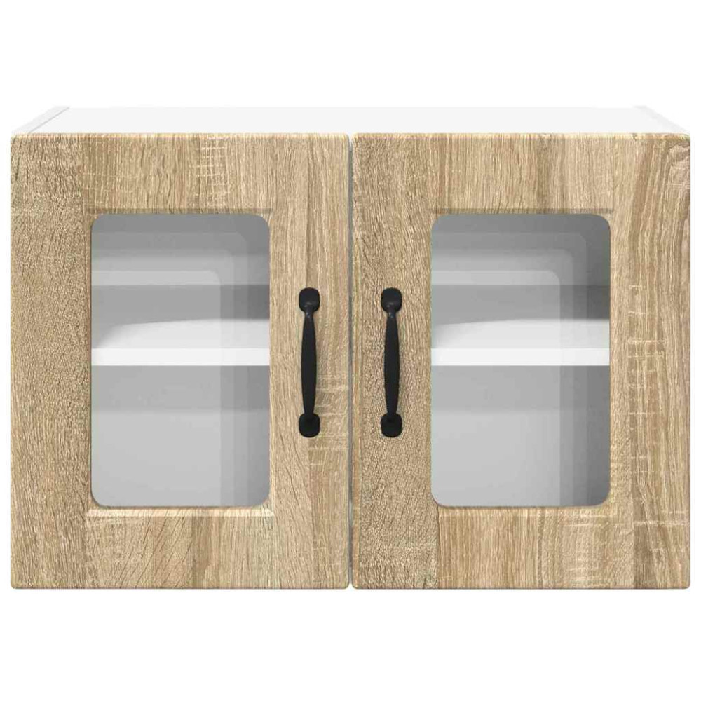 Produktbild för Väggglasförråd PORTO 2 pcs Sonoma-ek 60 x 31 x 40 cm