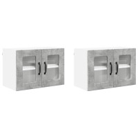 Produktbild för Väggglasförråd PORTO 2 pcs Betonggrå 60 x 31 x 40 cm